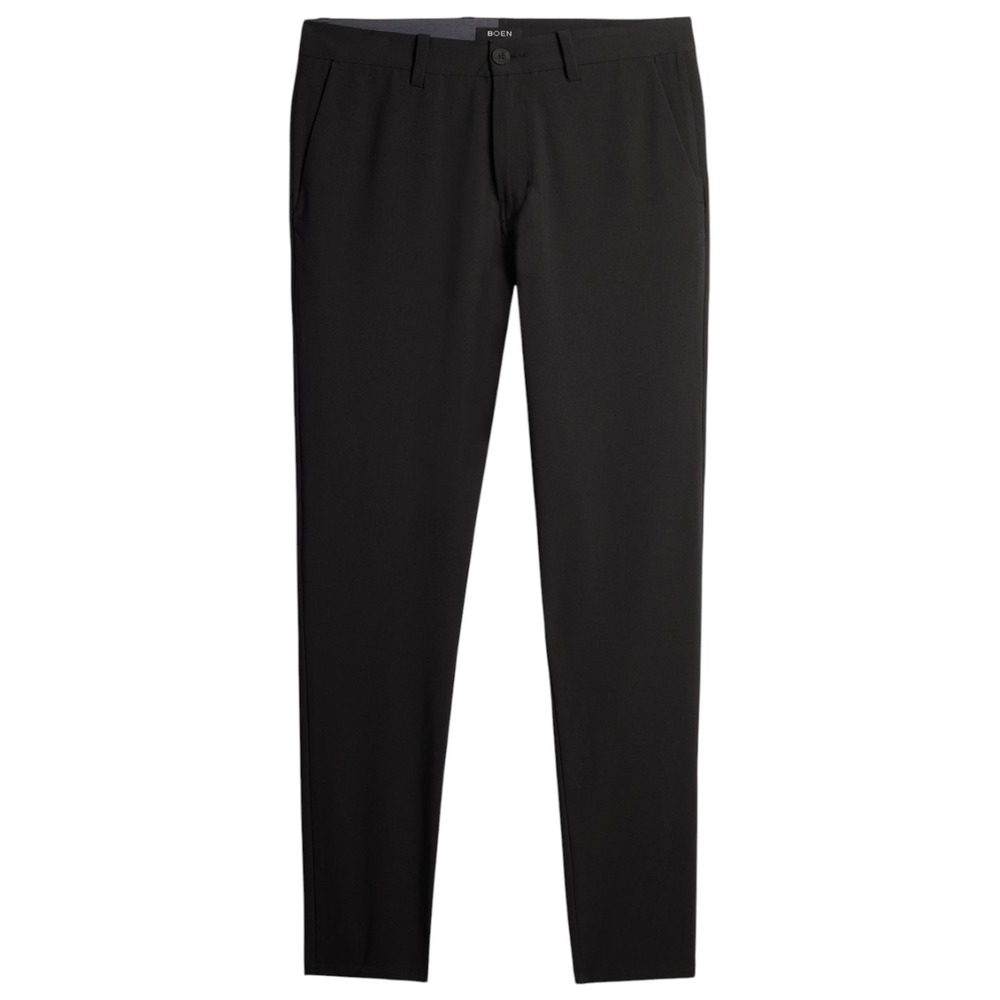 BOEN Black Essential Pant Tech Chino Size 36 x 32 Slim Tapered Business Casual